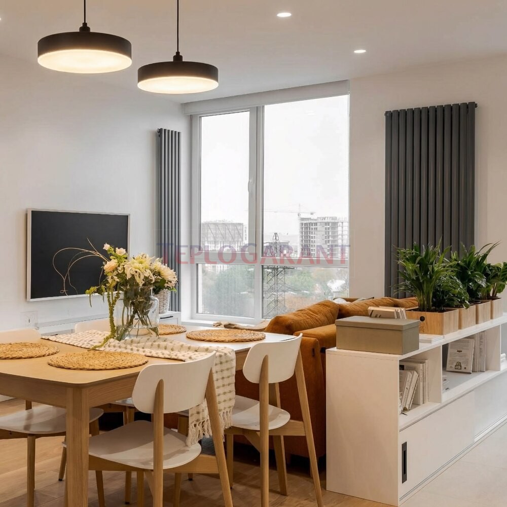 Дизайнерський вертикальний радіатор IRSAP Ellipsis_V 2020x480 Graphit M84