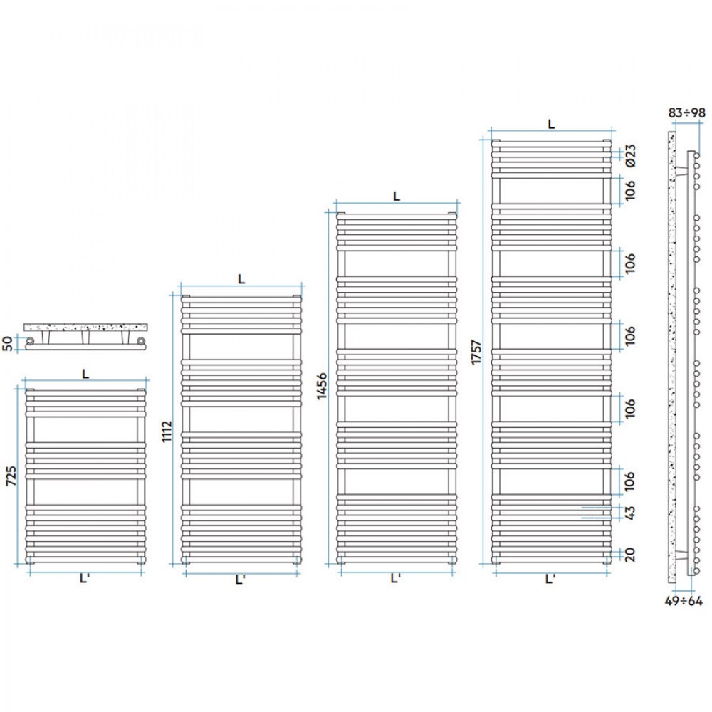 Дизайнерська рушникосушка IRSAP Kart 725x500