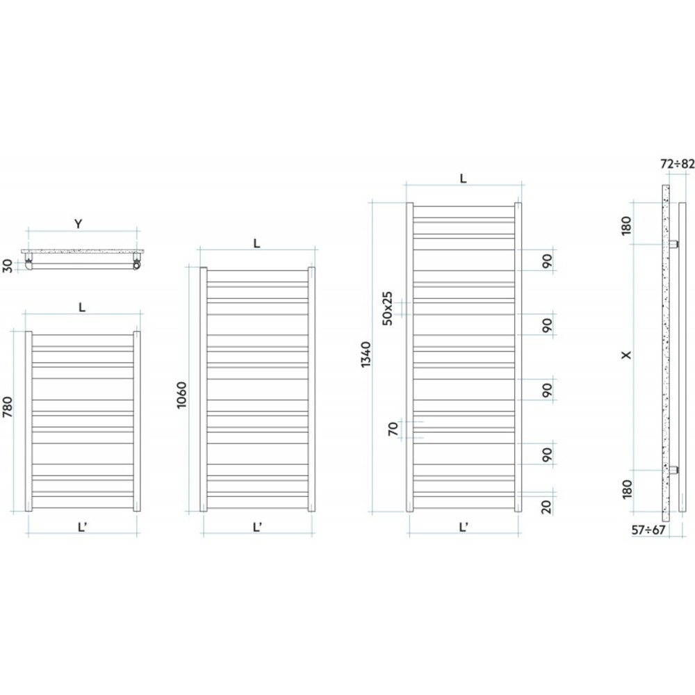 Дизайнерский полотенцесушитель Irsap Marea 780x500