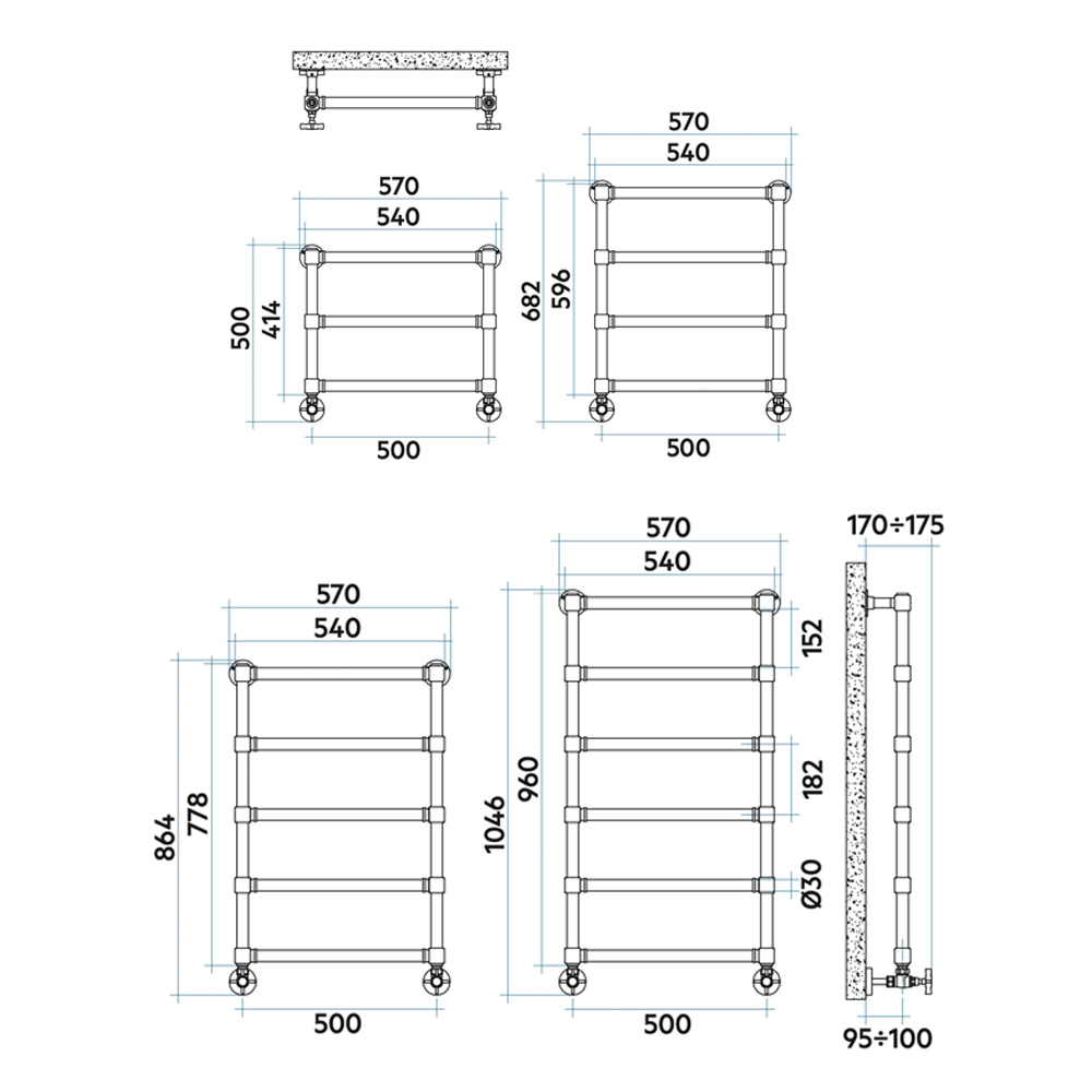 Дизайнерська рушникосушка Irsap Minuette Хром 414x540