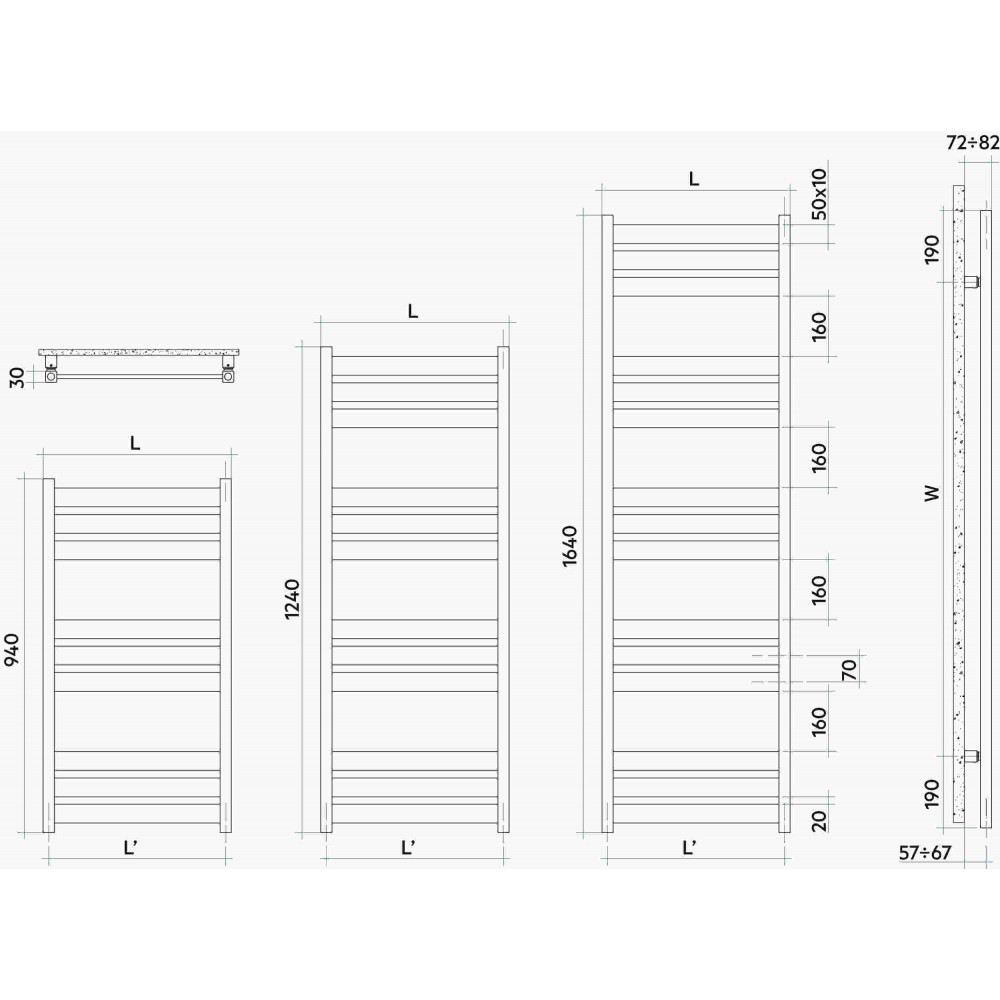 Дизайнерська рушникосушка Irsap Oasi 940x500