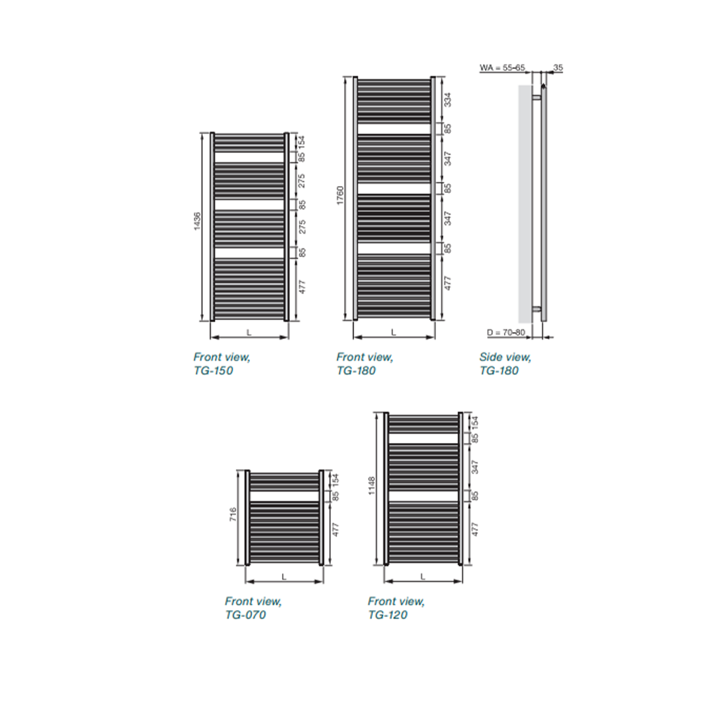Дизайнерский полотенцесушитель Zehnder Toga TG-070-060-3570