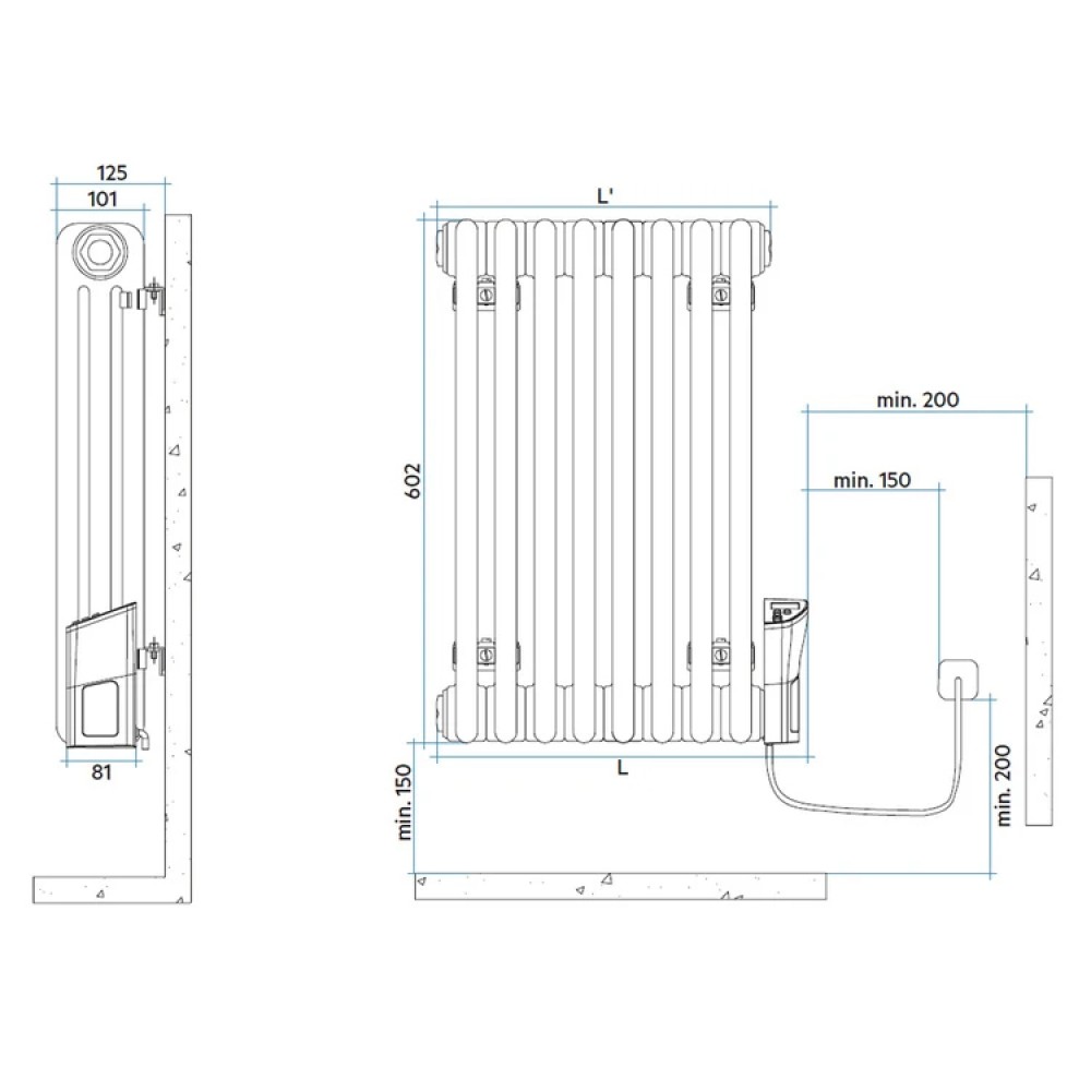 Дизайнерский электрический радиатор Irsap Tesi 3 EH-600-08