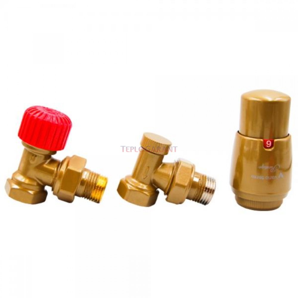 Кран радиаторный Vario Term Elegant Золото угловой