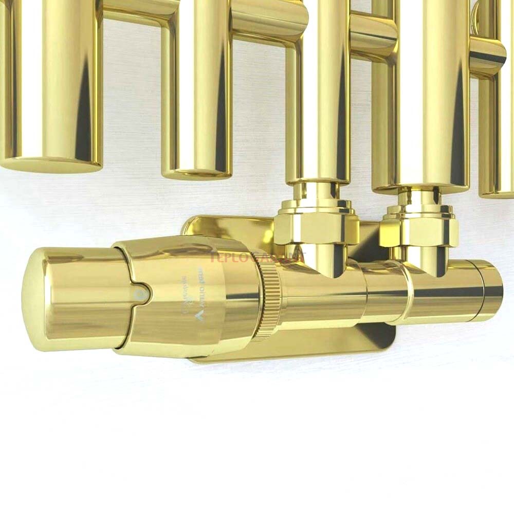 Кран радиаторный Vario Term All In One Twins Glamour Золото Левый