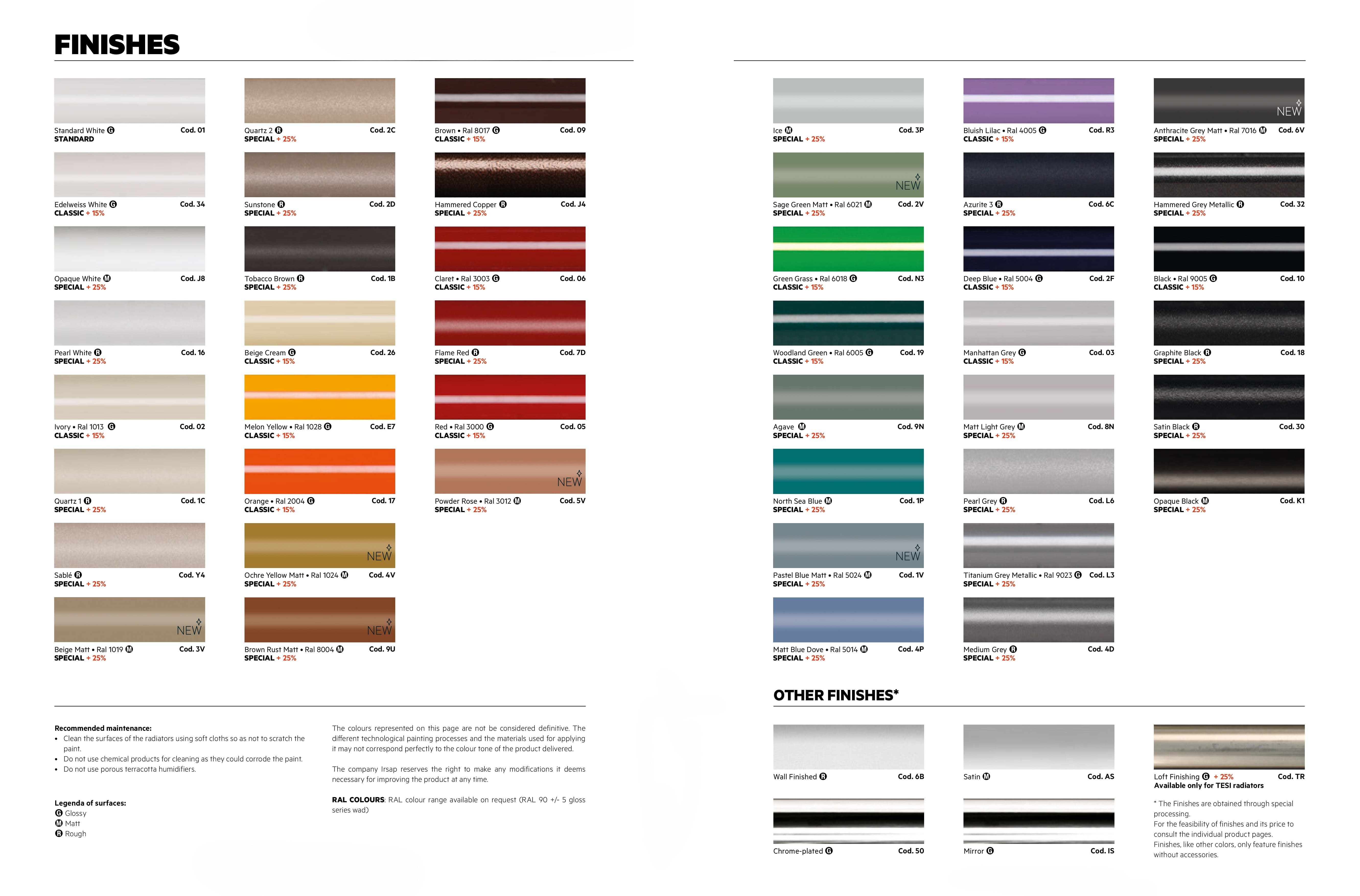Большая цветовая гамма тонов с финишем или блеском для окрашивания радиаторов и полотенцесушителей. Большой выбор среди темных светлых и цветных решений, зеленый, красный, коричневый, бронзовый, черный, металлический и другие цвета представлены на стенде